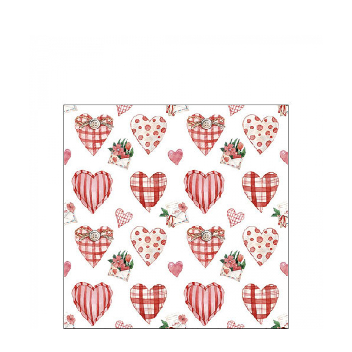 Ambiente Servietten Herzen rot, Lovely hearts, 25x25cm