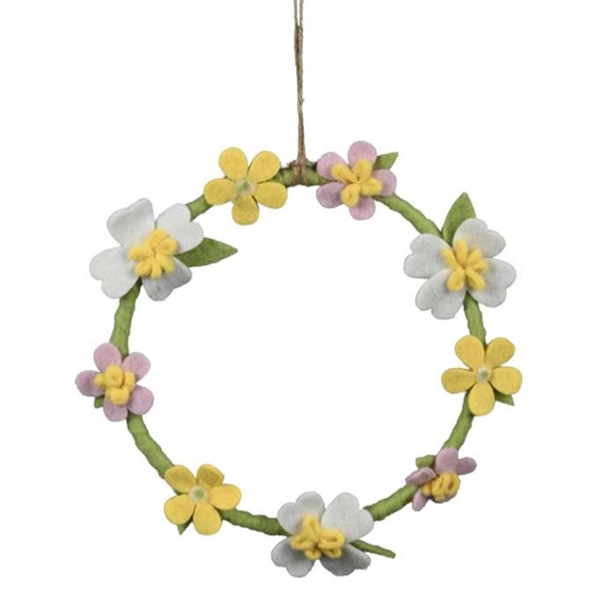 Deko Blumenkranz pastell, Filzkranz mit Blumen, Ø21cm 