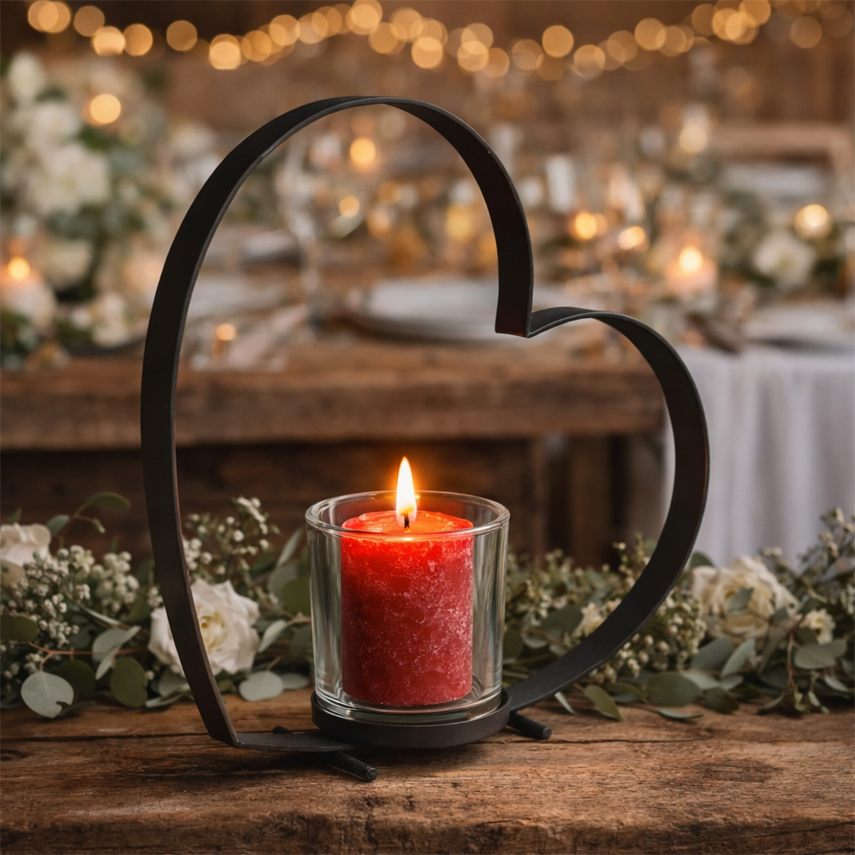 Deko Windlicht Herz Bebi, Metallherz auf Metallfüßen, 40cm, WMG Grünberger