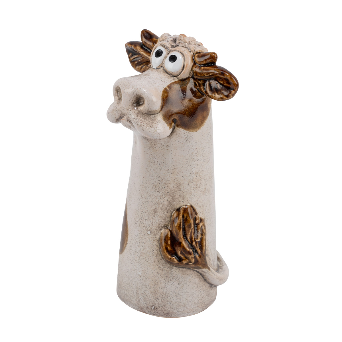 Zaunhocker Kuh, lustige Keramikkuh creme-braun, 19cm