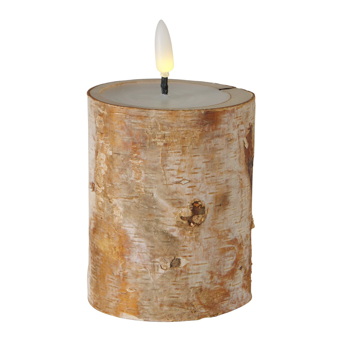 LED Kerze Birke, rustikale Dekokerze aus Naturholz, 10cm, Boltze Home Collection