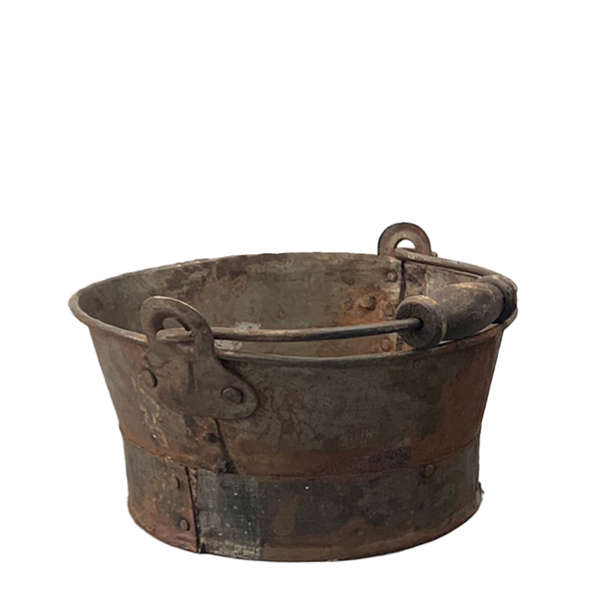 Deko Eimer Antik, Eiseneimer used look mit Henkel, 23x15cm, Metall