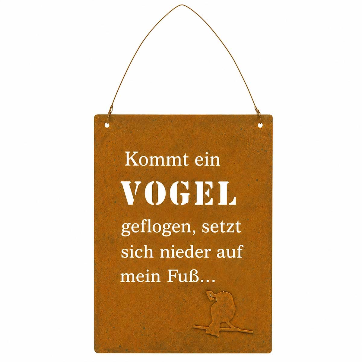 Deko Rostschild mit lustigem Vogelspruch zum Aufhängen