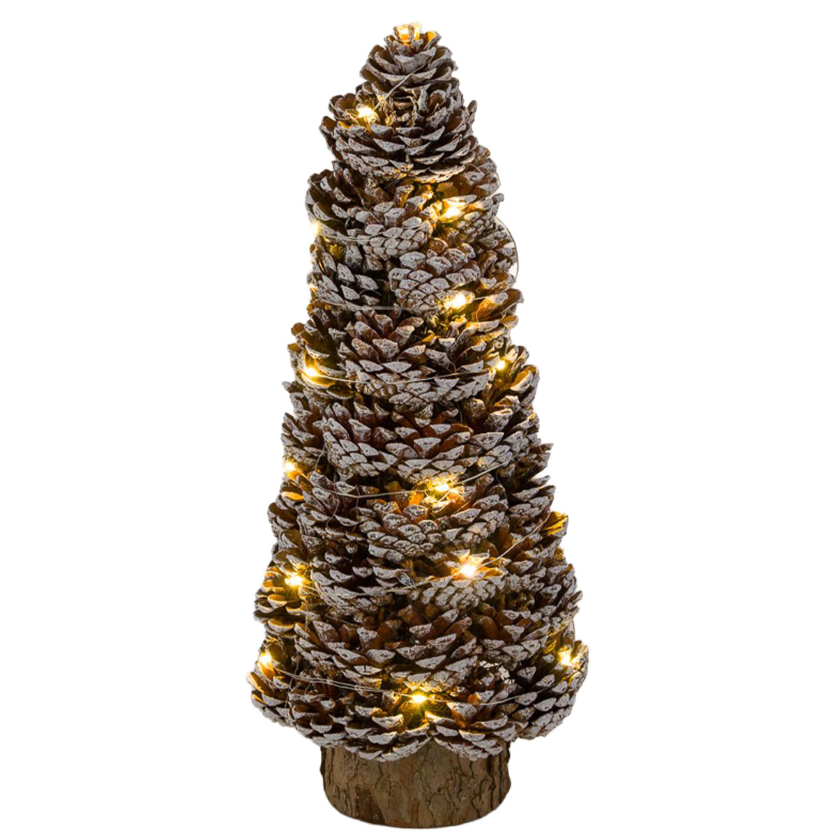 LED Naturbaum mit Zapfen, großer beschneiter Baum aus Zapfen, 50cm