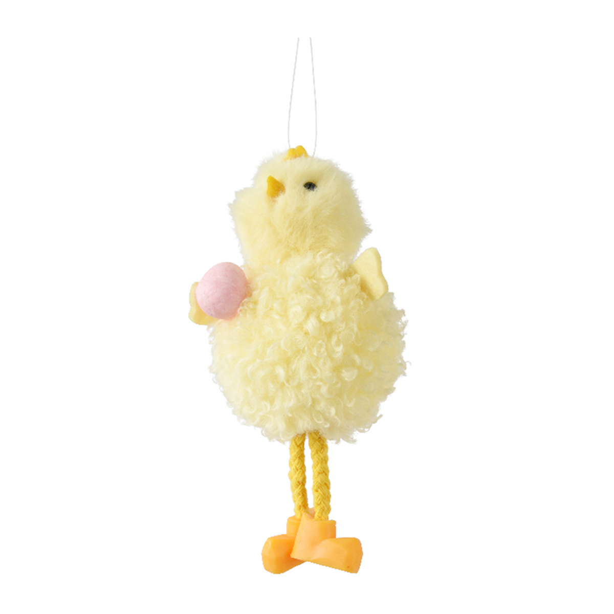 Deko Huhn mit Ball und Bammelbeine, Plüschhuhn mit Ball grün, 14cm, Hänger