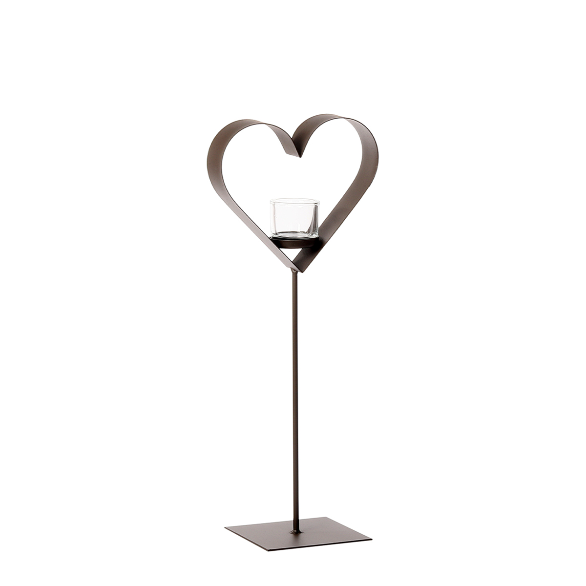 Deko Windlicht Herz Anna, breites Metallherz auf Metallständer, 55cm, WMG Grünberger
