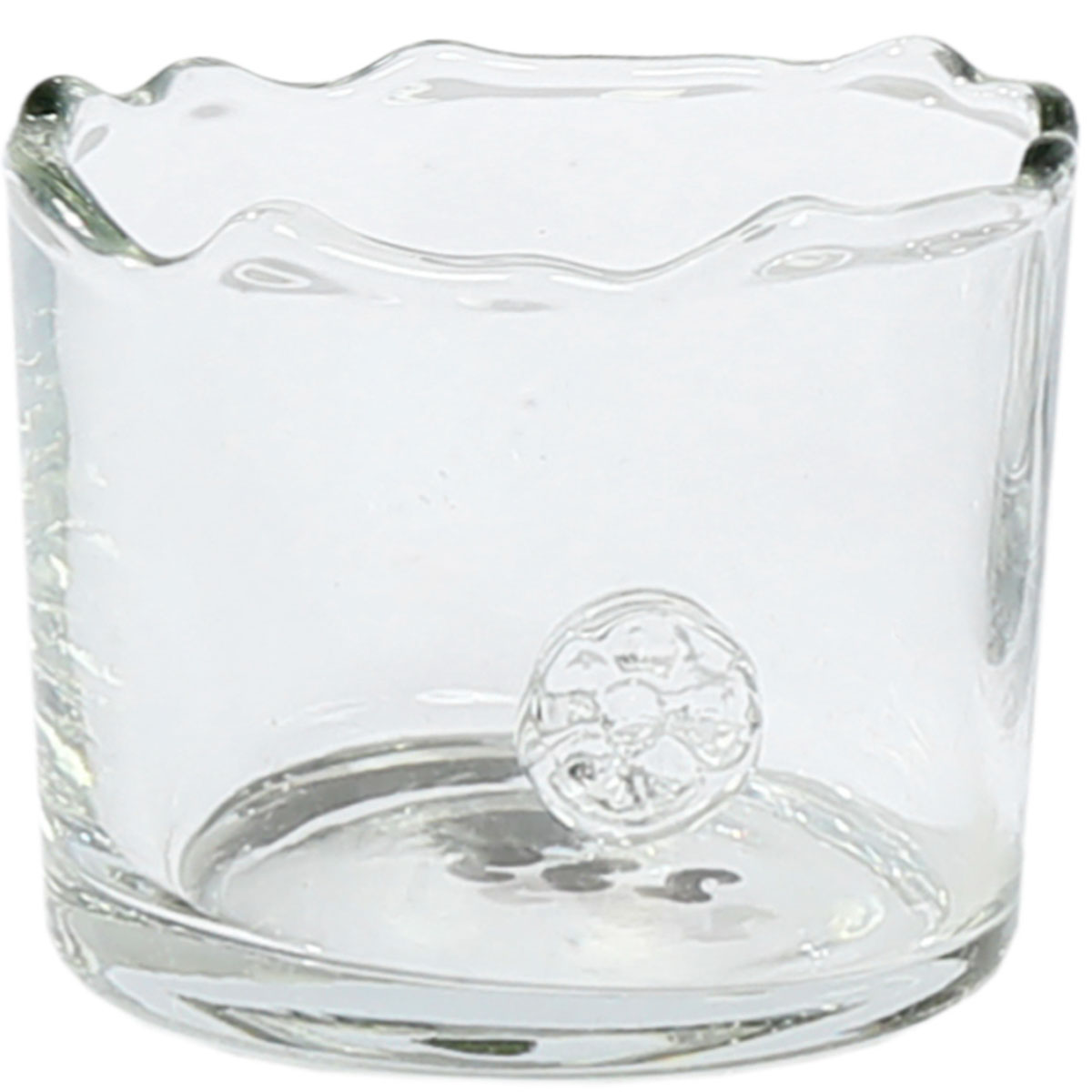 Windlicht Glas Organic mit unregelmäßigem Rand und Button, 10cm, WMG Grünberger