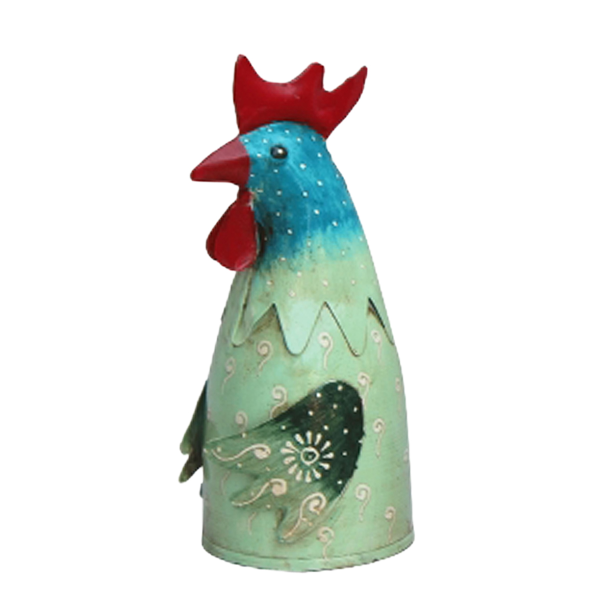 Zaunhocker Hahn, Metallhahn mintgrün, 20cm