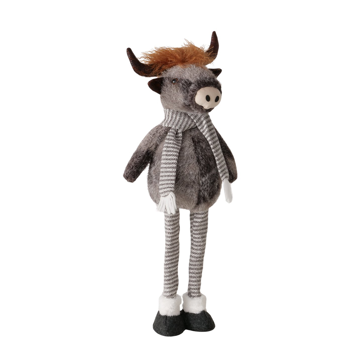 Plüsch Hochlandrind Buffy grau mit Teleskopbeine, ausziehbar bis 67cm, Boltze Home Collection