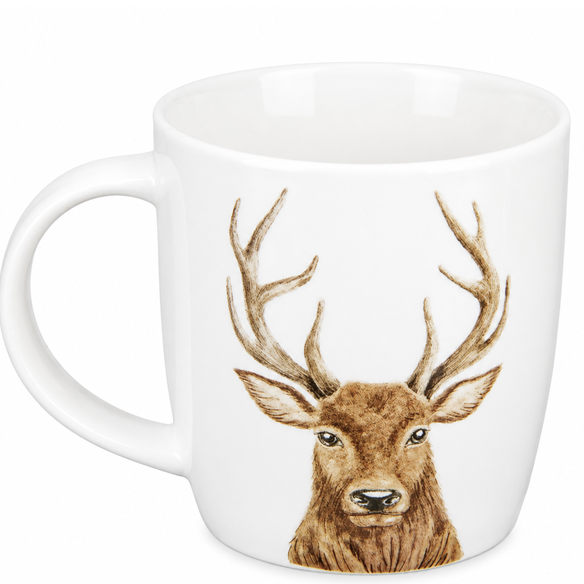 Tasse Hirsch, Henkelbecher mit Hirschkopf, Porzellantasse, 380ml, Gilde Handwerk