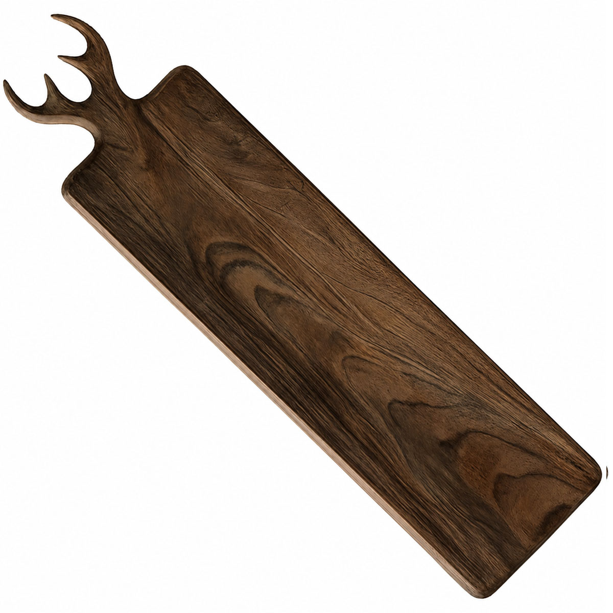 Holzbrett Hirsch Vaasa, langes Schneidebrett mit Geweih, 55cm, Boltze Home Collections