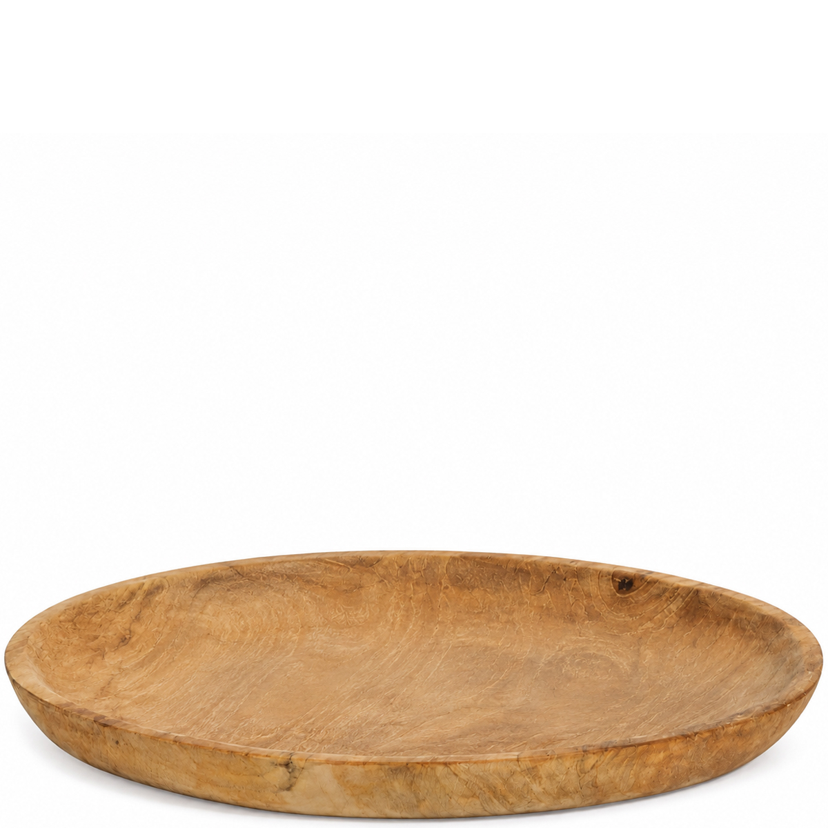 Holzschale Teak unfinish, rustikaler Naturholz-Teller, runder Holzteller, Ø25cm, WMG Grünberger