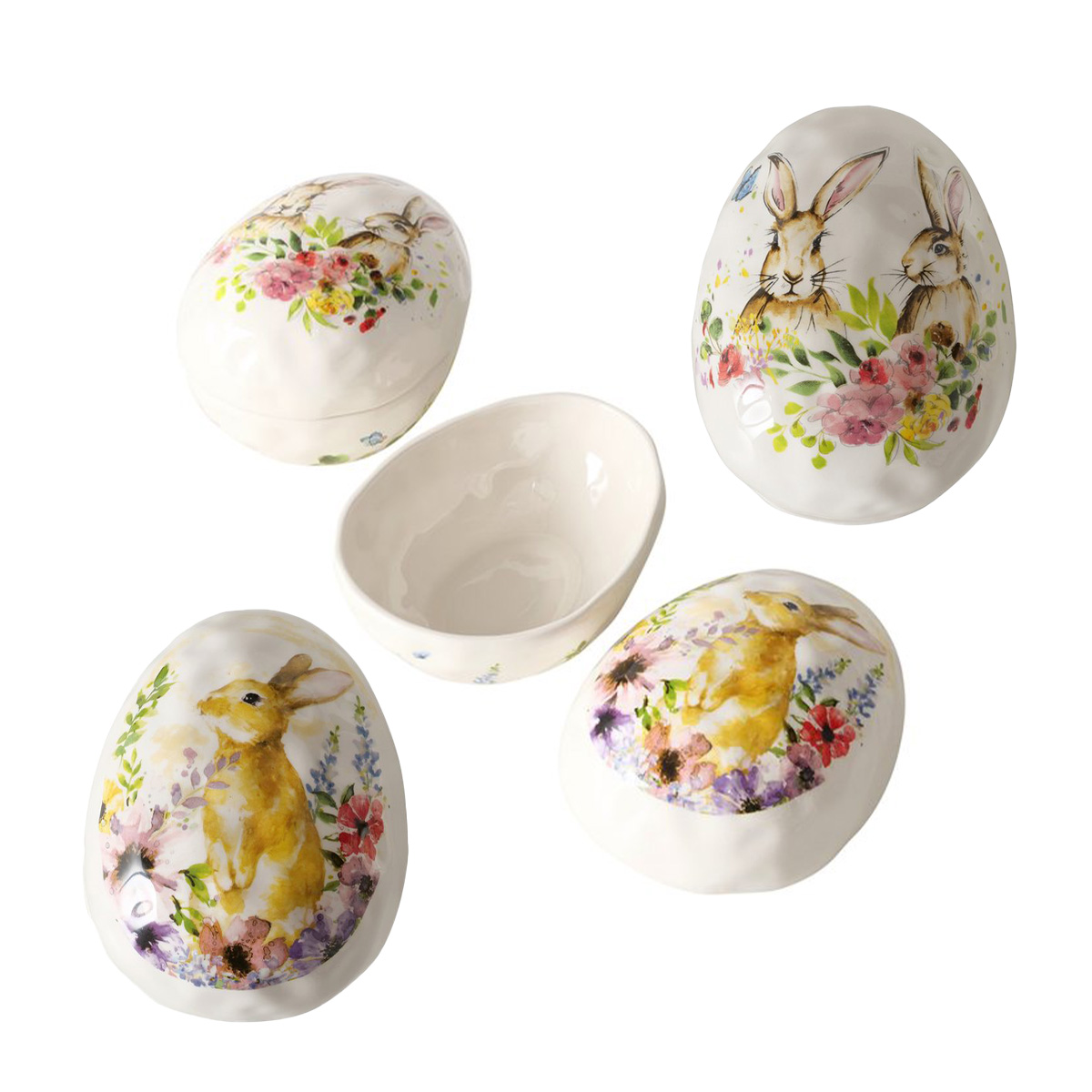 Vorratsdose Osterei Hase Hospa, Keramikei mit Hasenmotiv zum Aufmachen, Boltze Home Collections