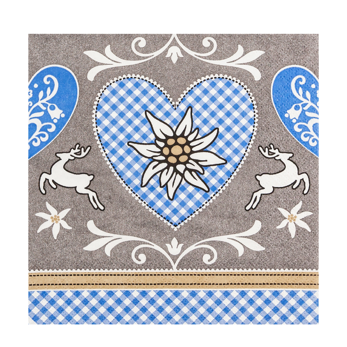 Home Fashion Papierservietten Landhaus, Hirsch und Edelweiß, Warm Welcome, 33x33cm