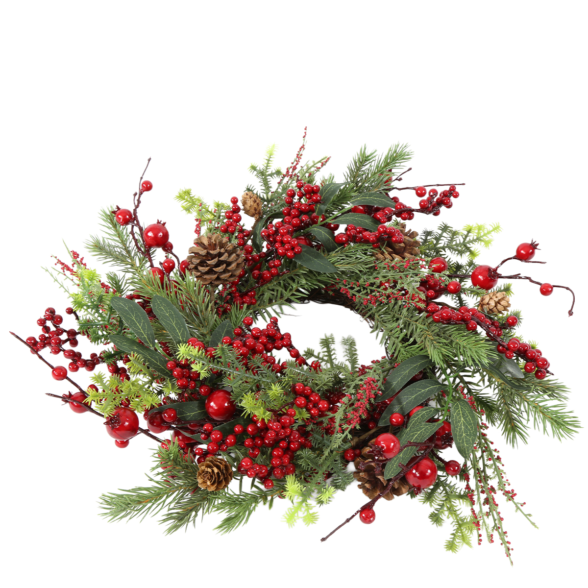 Deko Kranz Herbst, Tannenkranz mit Beeren und Zapfen, Ø45cm