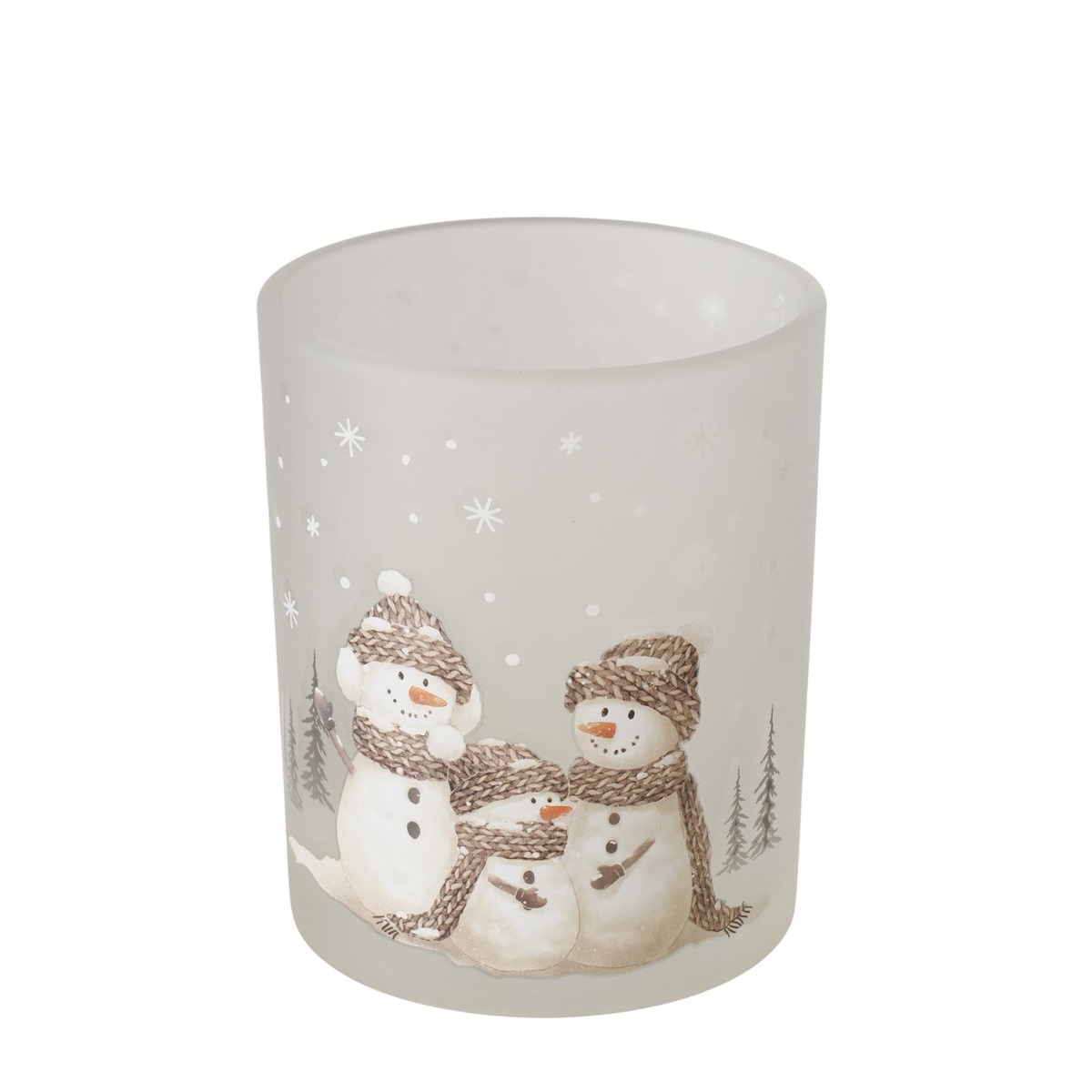 Deko Windlicht Schneemann Frosty, Kerzenglas matt, 8cm, Boltze Home Collection