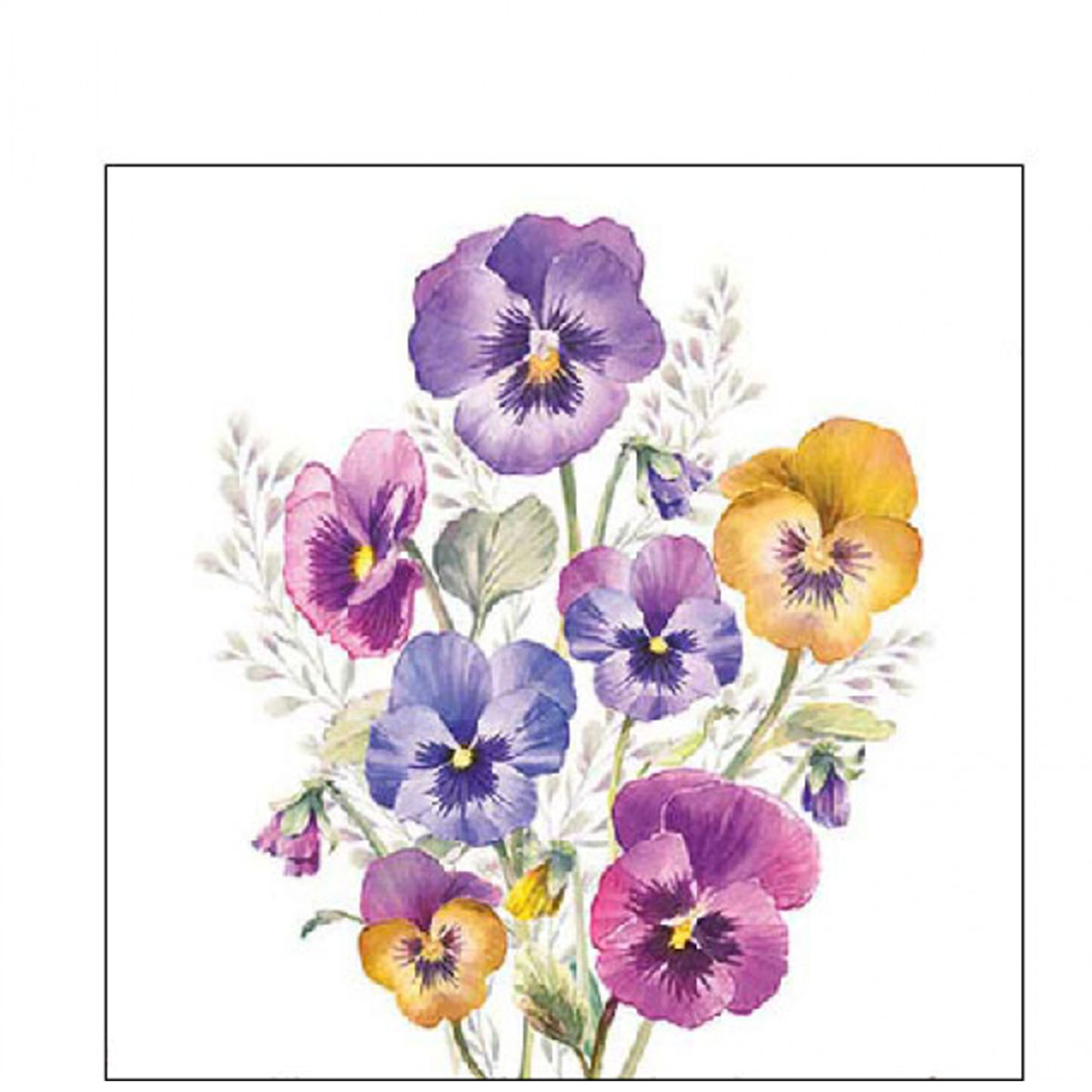 Ambiente Servietten Stiefmütterchen Pansies, 25x25cm