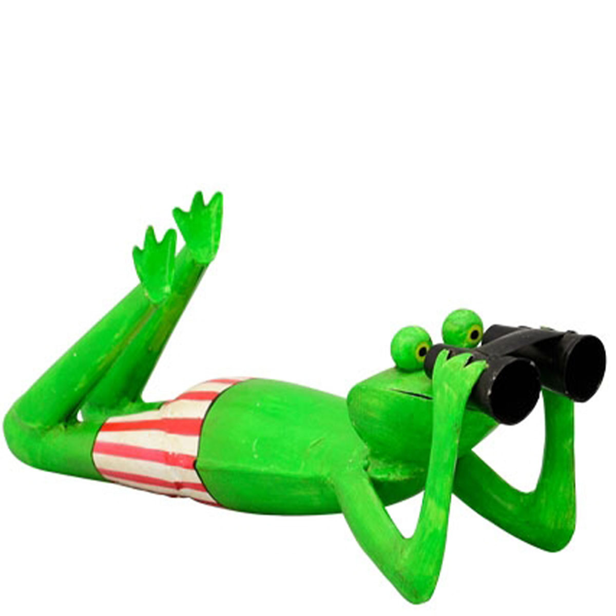 Deko Frosch mit Fernglas und Badehose, Metallfrosch, 42cm