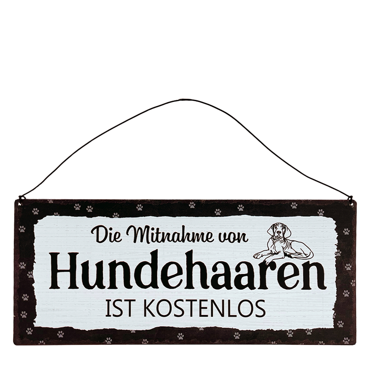 052-1178_01J6CNMBFWE3GRYXR0N7Q1ASNWF0TT8R0Zfonej Metall Schild mit Spruch: Die Mitnahme von Hundehaaren ..., 30x13cm, Hänger, Gerrys Garden