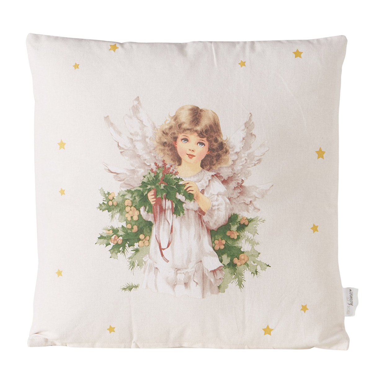 Baumwollkissen Engel Clara cremeweiß, 45x45cm, Boltze Home Collection