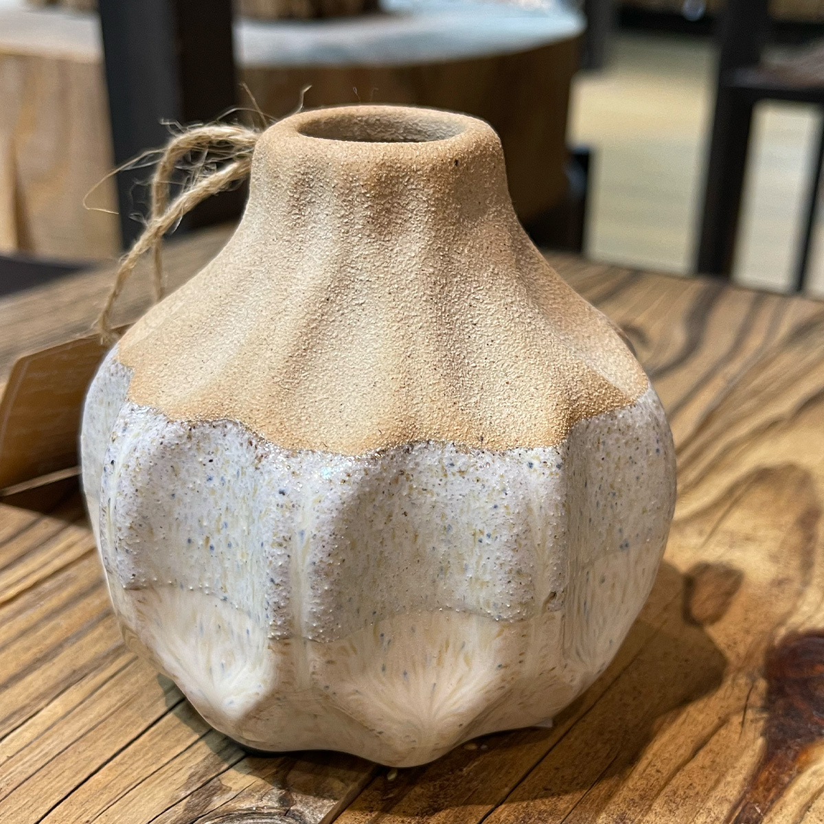 Keramikvase Malia, Blumenvase 2 farbig, beige-creme, 9x10cm, Steingut, Boltze Home Collections