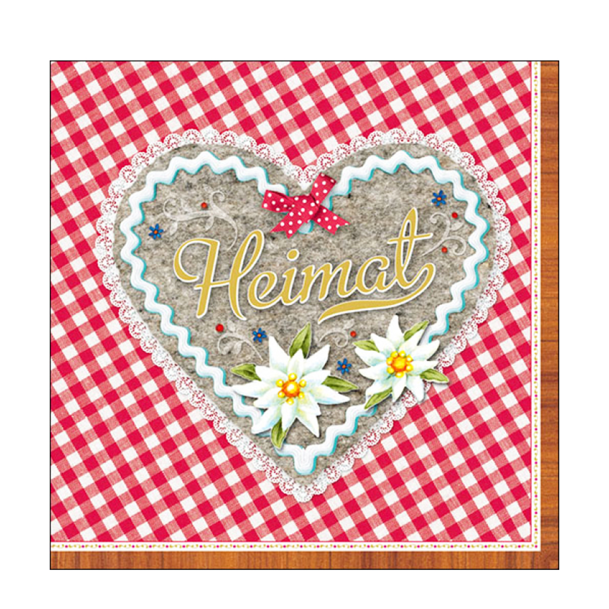 Ambiente Papierservietten Landhaus Vichy rot, Herz Heimat, 33x33cm