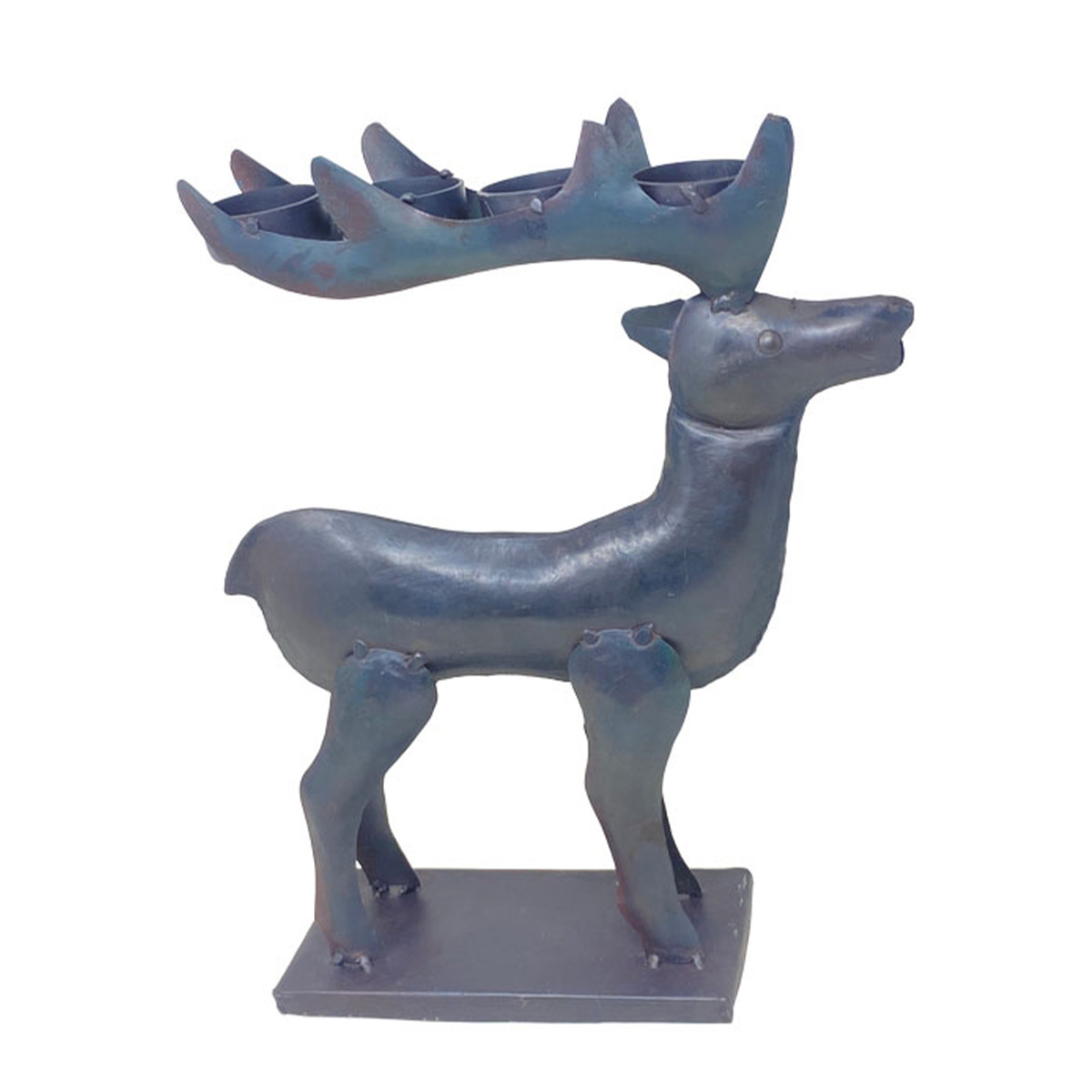 Deko Teelichthalter Hirsch used look, Metallhirsch braun-grau, 31cm