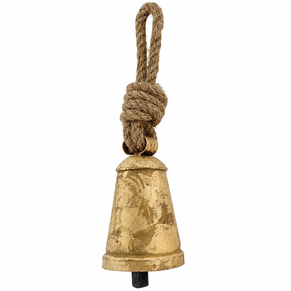 Deko Kuhglocke Eschenlohe Rustikal gold, Glocke mit Klang im Shabby Chic Look, gold-schwarz, 15cm, Metall
