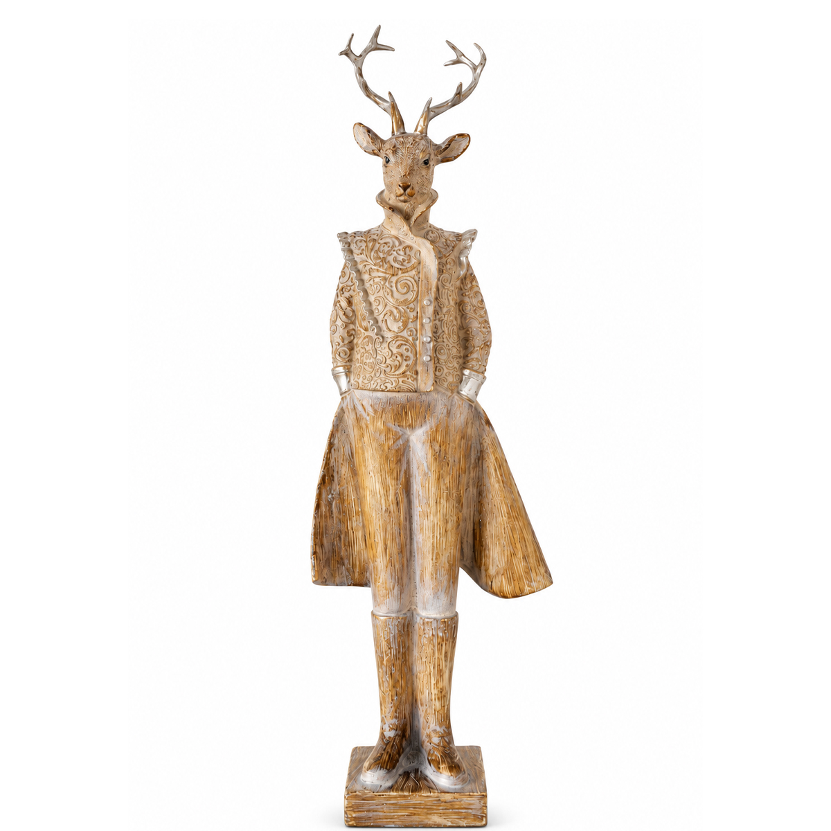 Deko Hirsch Jenno - edler Winterhirsch im Frack, Braun-Gold, 42cm