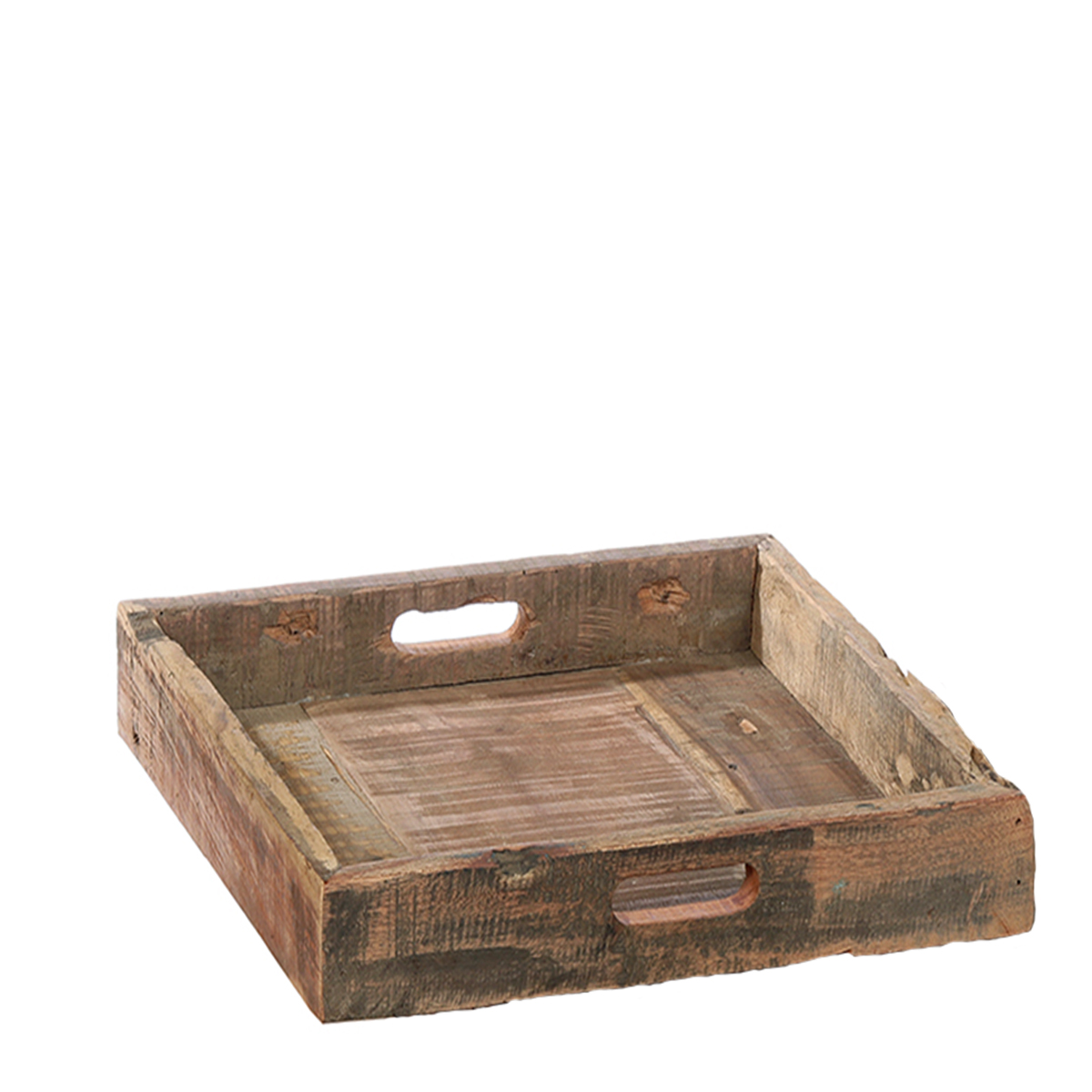 Tablett aus Altholz, rustikales Holztablett mit Griffe , 50x50cm, WMG Grünberger