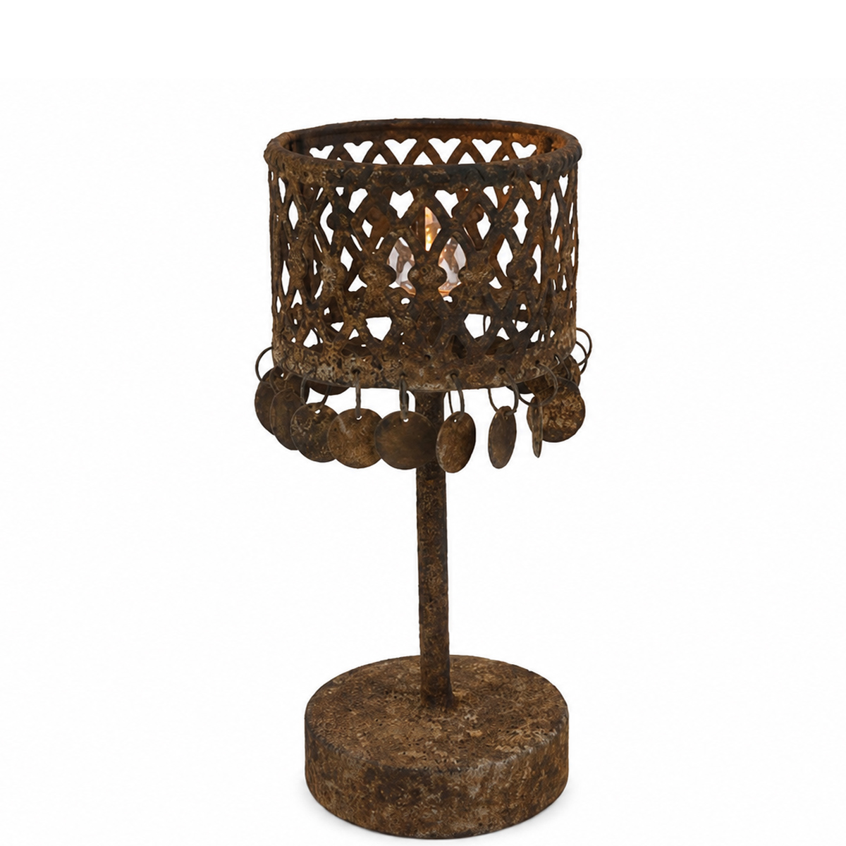 LED Tischlampe Oriental, rustikale Lampe im Rost-Look, 23cm