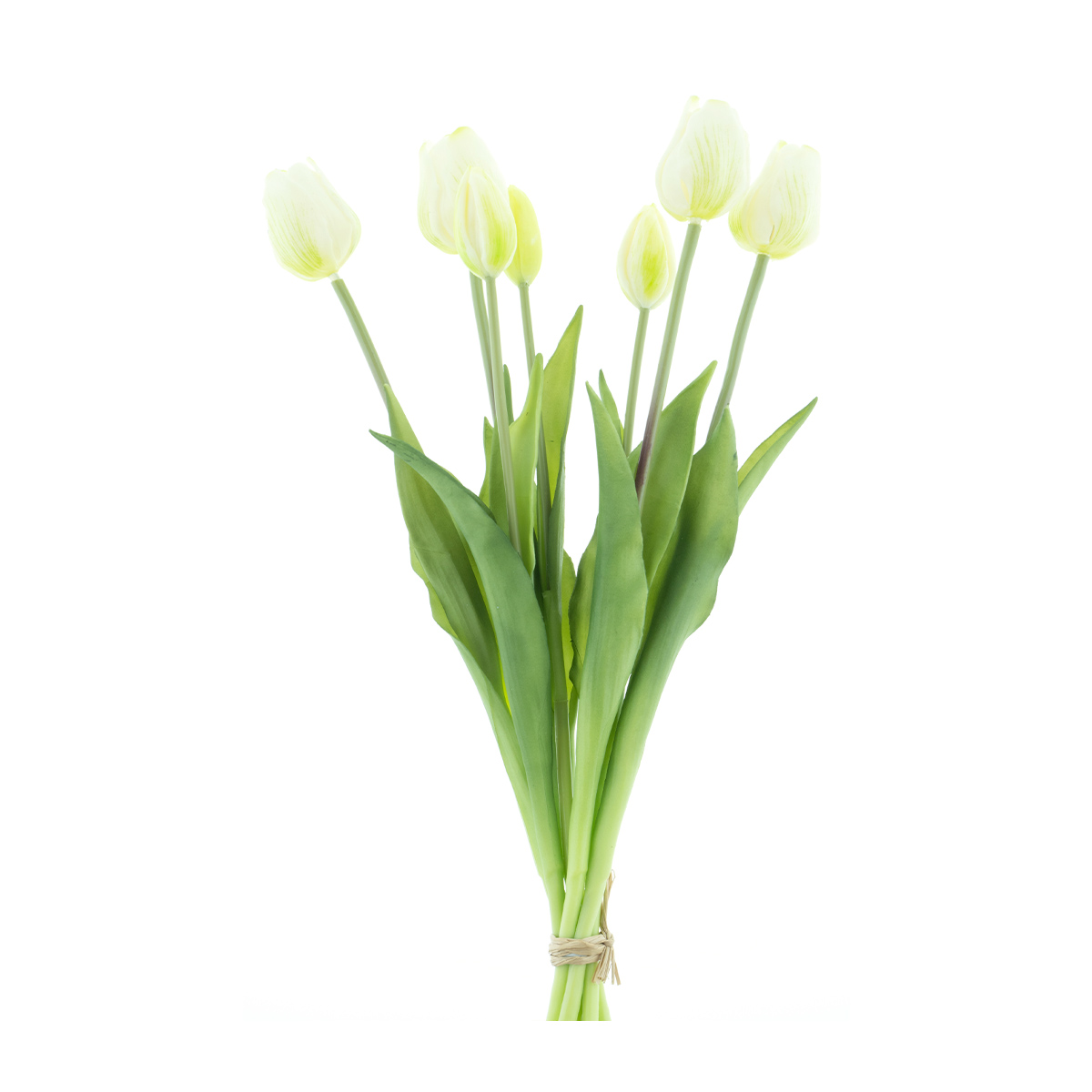 Kunstblumen wie echt: Tulpen creme, langer Tulpenstrauß Sally, 7St. gebündelt, 47cm