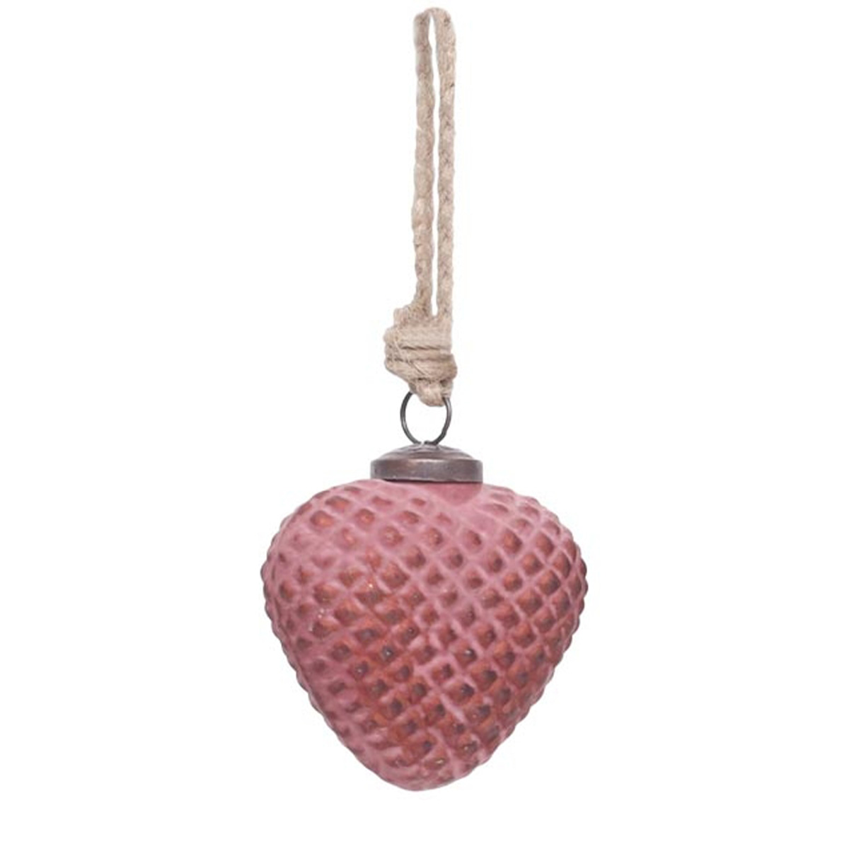 Deko Weihnachtshänger Zapfenform burgund, rustikaler Glashänger 9x8cm