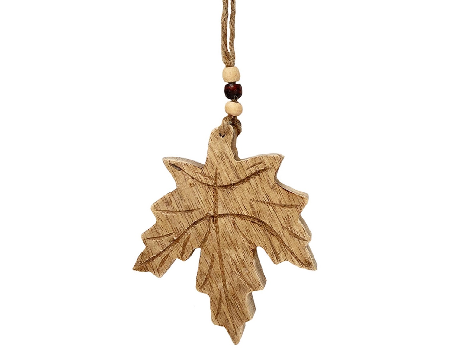 Deko Holzhänger Ahornblatt, Mangoholz natur, 9x12 cm