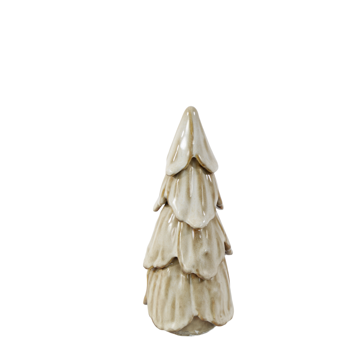 Deko Tannenbaum, schlichter Keramikbaum creme-braun, 7cm