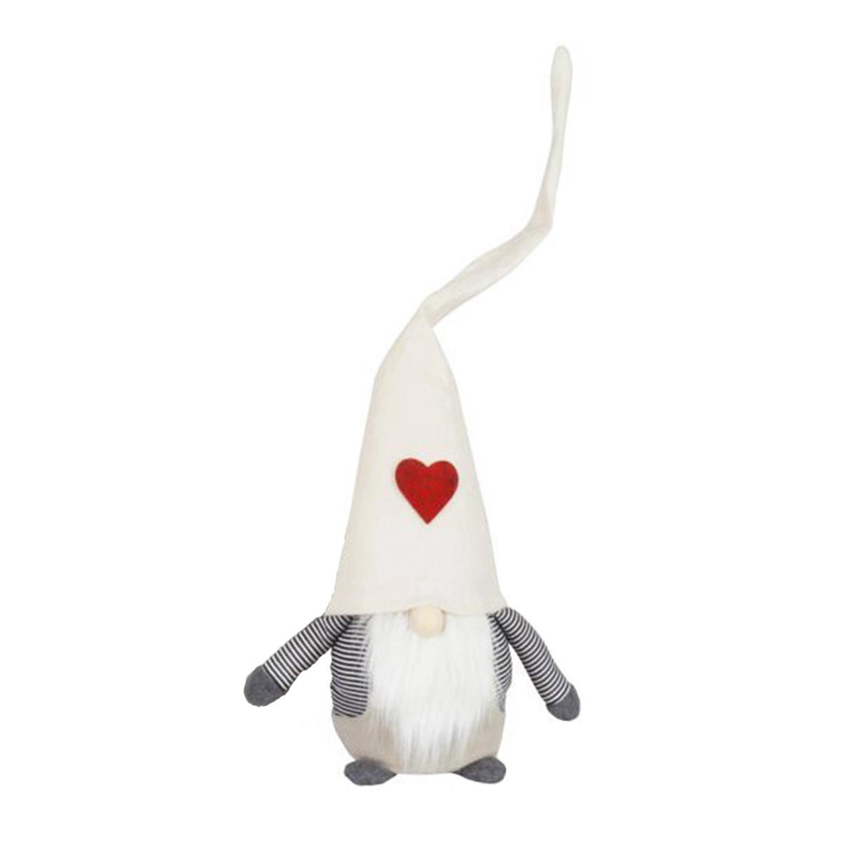 Deko Wichtel, Weihnachtszwerg Santa Brönie, weiße Filzmütze mit Herz, 40cm