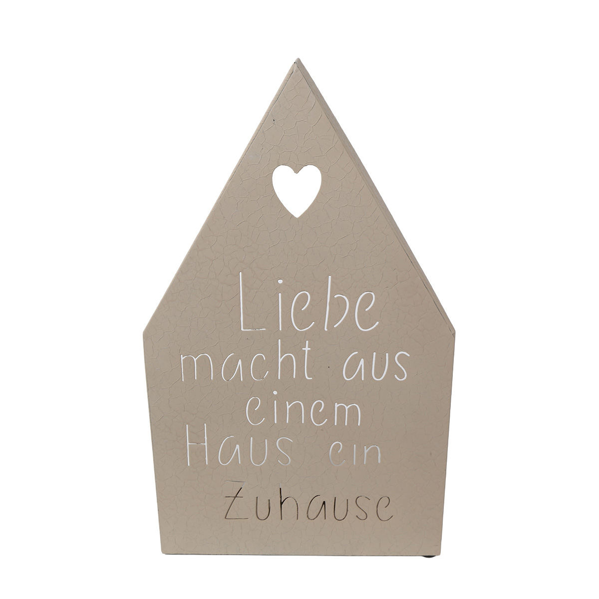 09367_01K5H2XKJ0GAZXAY9MARJ3B6NZ Windlicht Haus mit Herz und Spruch, Metallhaus mit Herz, 44cm