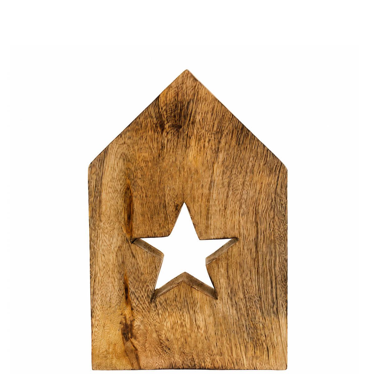 Deko Holzhaus Weihnachten, Haus mit ausgeschnittenem Stern, 15cm