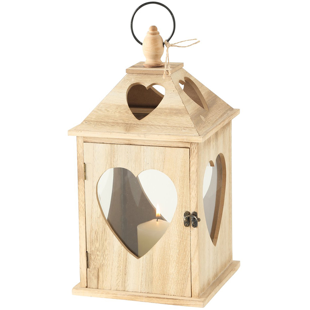 Windlicht Landhaus Jules, Holzlaterne mit Herz, 40cm, Boltze Home Collections