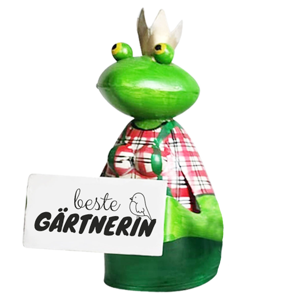 Zaunhocker Frosch Gärtner, Metallfrosch mit Spruch: beste Gärtnerin, 21cm
