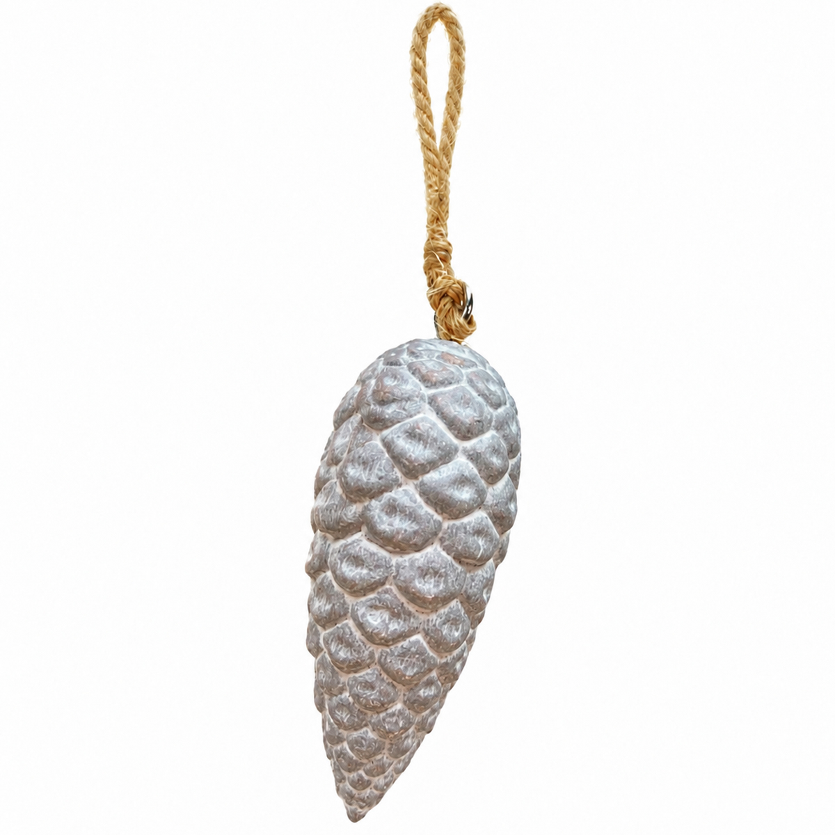 Deko Zapfen Used Look, rustikaler Tannenzapfen grau, Keramikzapfen, 8cm