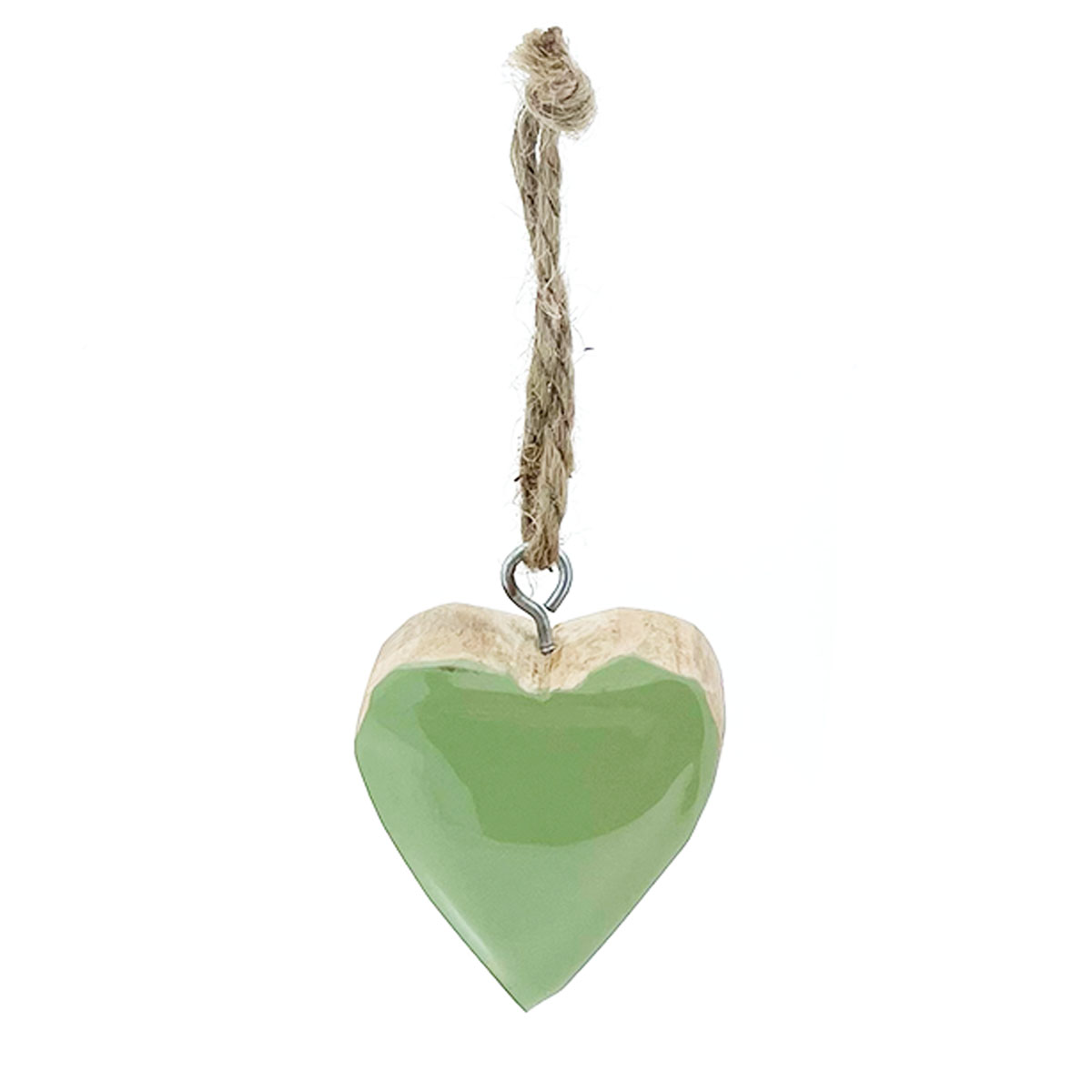 86714 Deko Herz grün, Holzherz mit Lacküberzug grün, 5cm, Hänger
