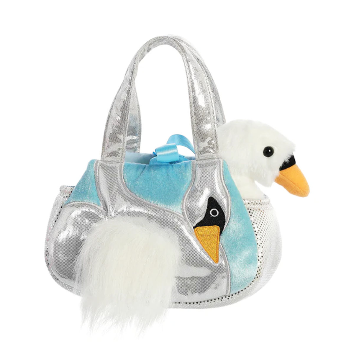 60903_01J4YM0W72CZJKC4F4GMCK816KLM1KvcPzNH7UW Plüsch Tasche mit Stofftier, Schwan Fiona, weiß, Fancy Pals, 20cm, Aurora World