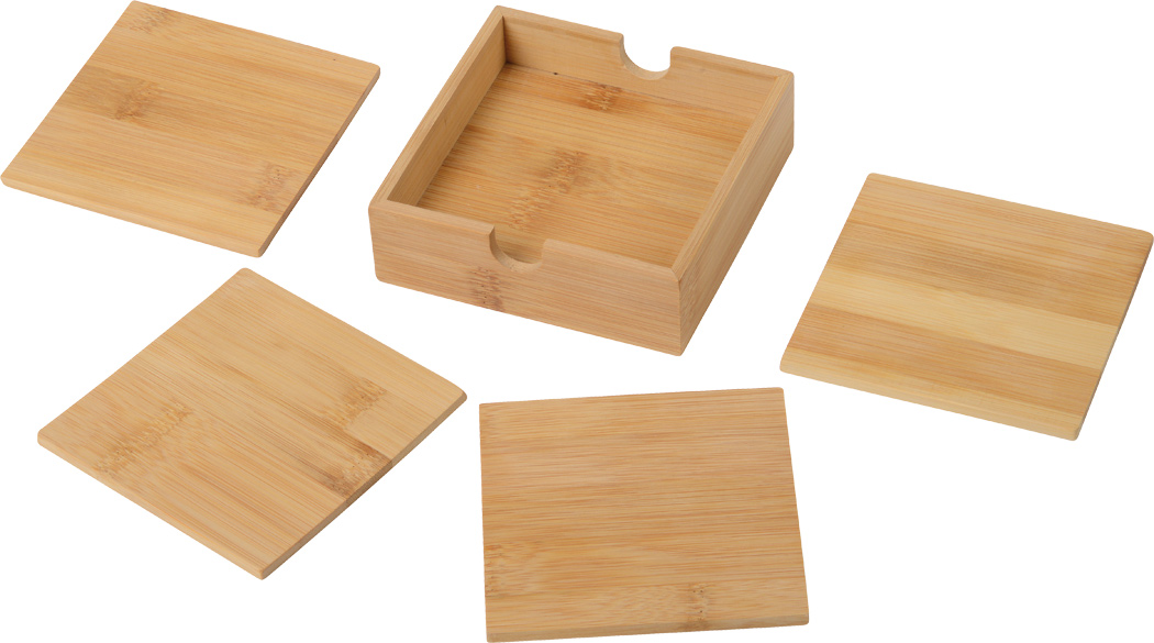Untersetzer Bambus,  Holzuntersetzer quadratisch, 4 St in der Box, 10x10cm