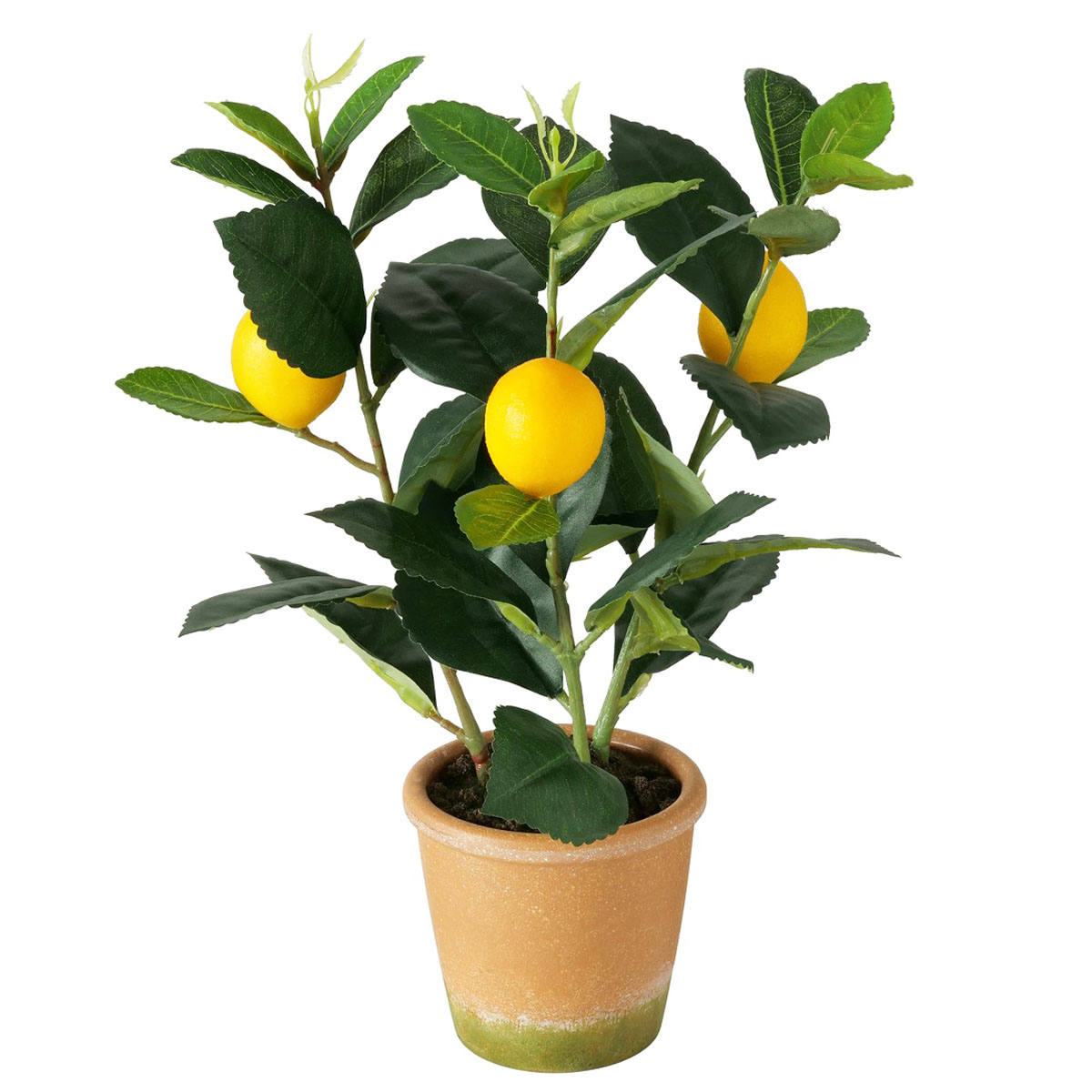 Kunstpflanze Zitrone getopft, Zitronenbäumchen im Topf, 32cm, Boltze Home Collections