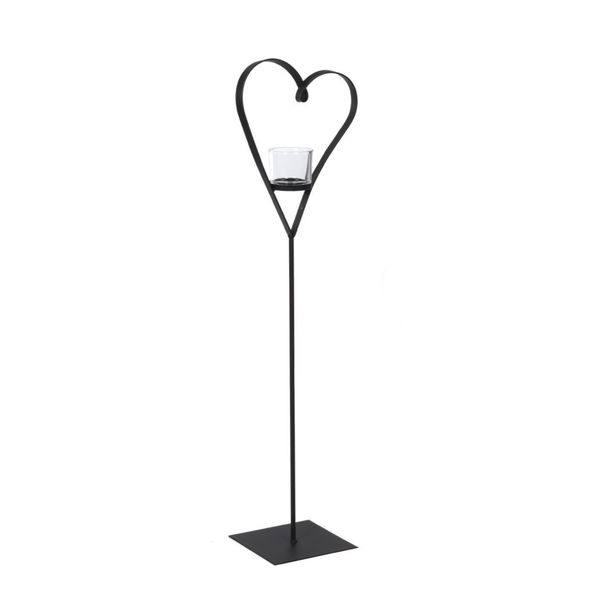 Deko Windlicht Herz Diana, geschwungenes Metallherz auf Metallständer, 100cm, WMG Grünberger