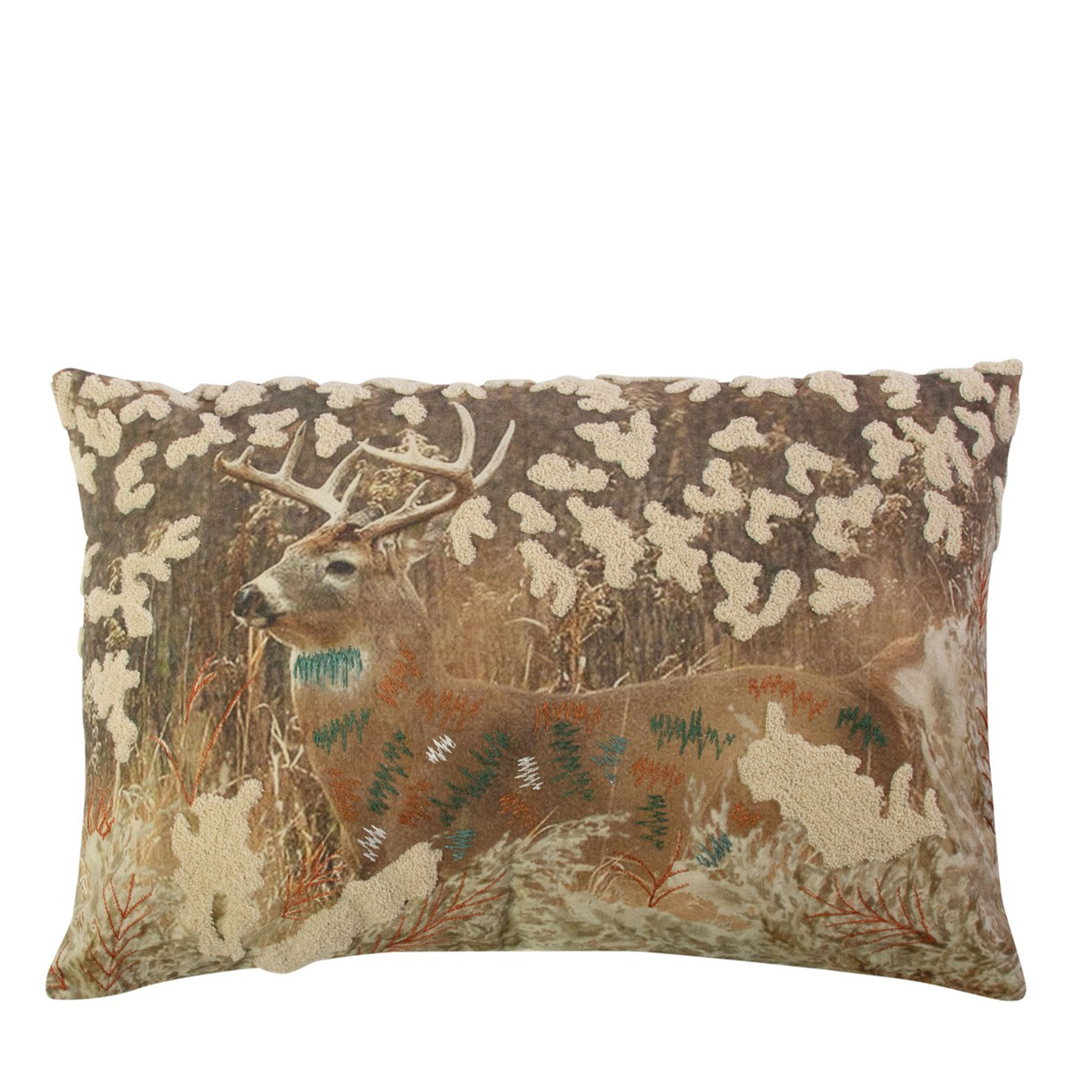 Baumwoll Kissen Hirsch, Hirsch im Gras bestickt, 40x60cm, Mars & More
