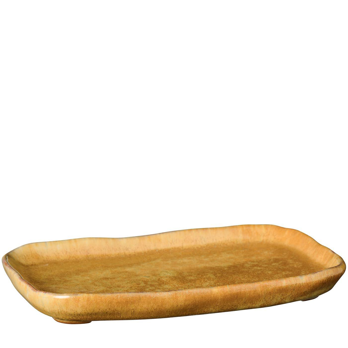 Tablett mustard, rustikale Steingutschale länglich, 20cm, Ib Laursen