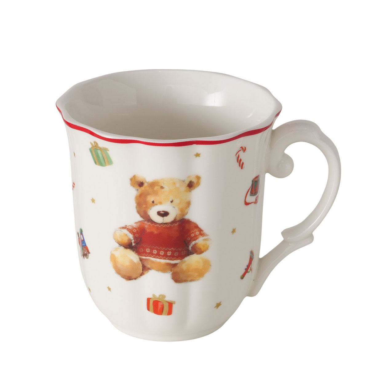 Deko Weihnachtsbecher Bailey, Keramikbecher mit Teddy-Motiv, 350ml, Boltze Home Collections