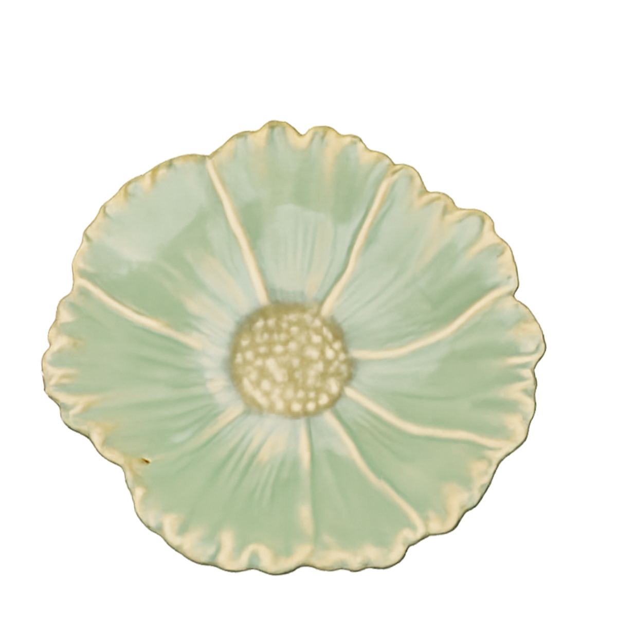 Deko Teller Blüte grün, Blumenteller aus Keramik, Ø15cm